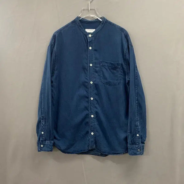 [BUNJANG] Customellow Indigo Washing Henley Neck Shirt / M 커스텀멜로우 인디고 워싱 헨리넥 셔츠 남방