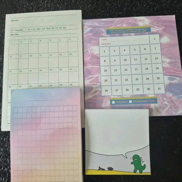 [BUNJANG] Monthly Tracker & Memo Pad Bundle Set / 먼슬리 트래커, 떡메 총 4개 일괄