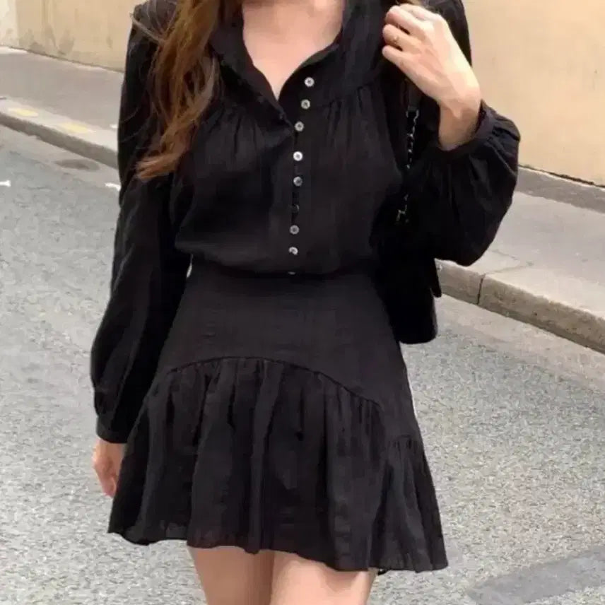 [BUNJANG] OBJEST Melt Black Blouse / 오브제스트 멜트 블랙 블라우스