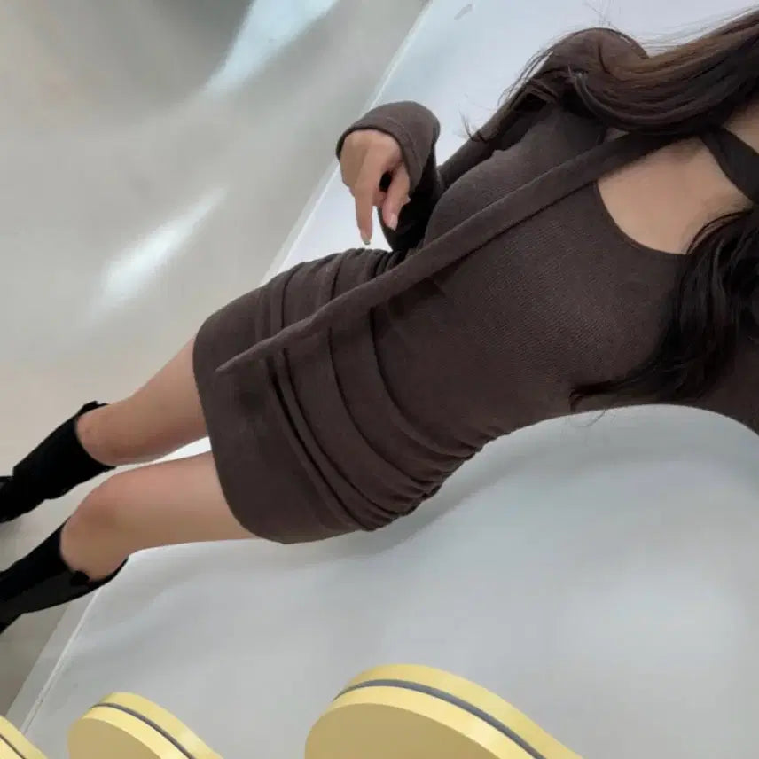 [BUNJANG] Scarf Shirring Mini Dress / 스카프 셔링 미니원피스
