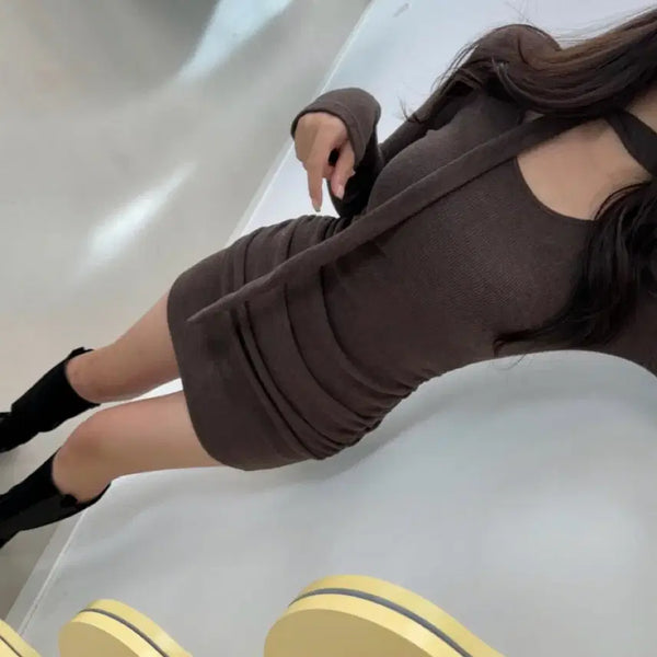 [BUNJANG] Scarf Shirring Mini Dress / 스카프 셔링 미니원피스