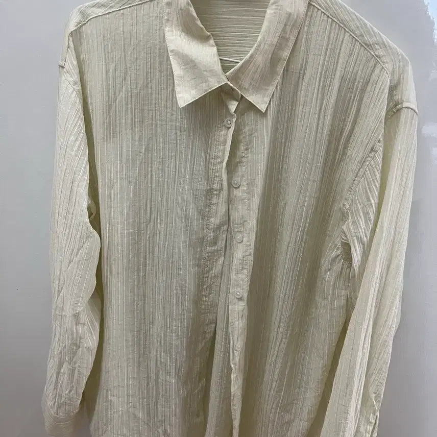 [BUNJANG] 8Seconds Sheer Stripe Shirt Lemon / 새상품/에잇세컨즈쉬어셔츠레몬/송포3.5