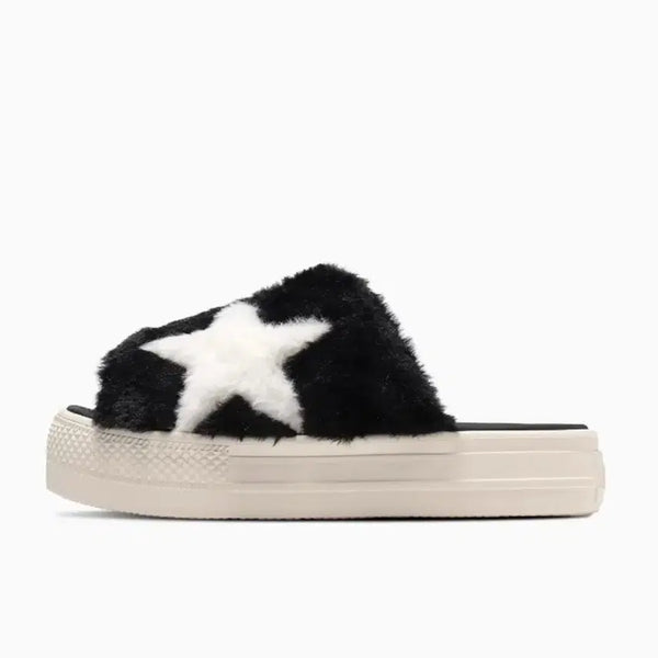 [BUNJANG] Converse Platform Fur Slippers (Size 230) / 컨버스 플랫폼 털 슬리퍼