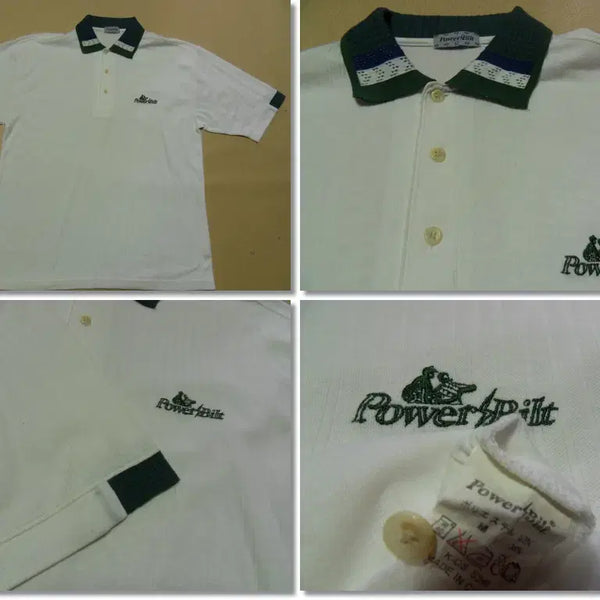 [BUNJANG] Powerbuilt Golf Tee Short Sleeve T-Shirt White (Japan Edition) / 파워빌트/골프티  반팔 화이트 일본판/반팔카라티/반팔티/말본/6166