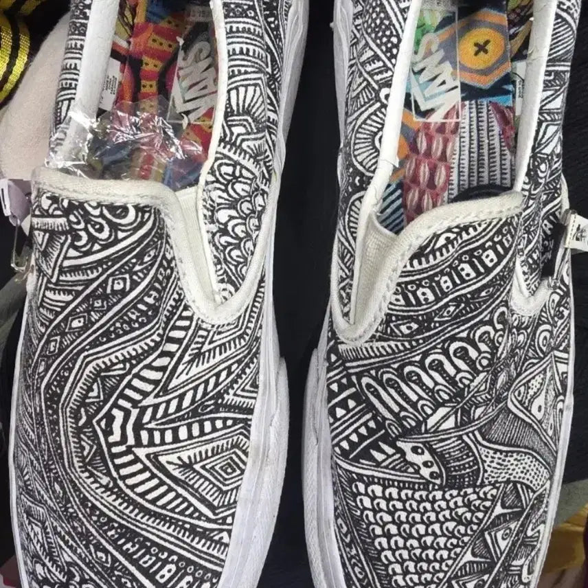 [BUNJANG] Vans Slip-On Black White Pattern Sneakers 265 / 반스 슬립온 블랙 화이트 패턴  265 외관 상태좋아요.저렴하게 팝니다.