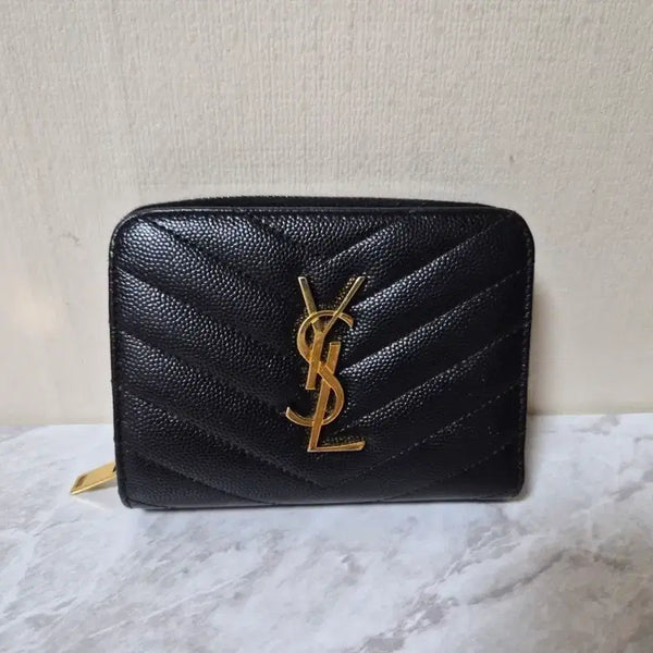 [BUNJANG] Saint Laurent Compact Zip Around Wallet Black Leather / 생로랑 컴팩트 지퍼 어라운드 반지갑