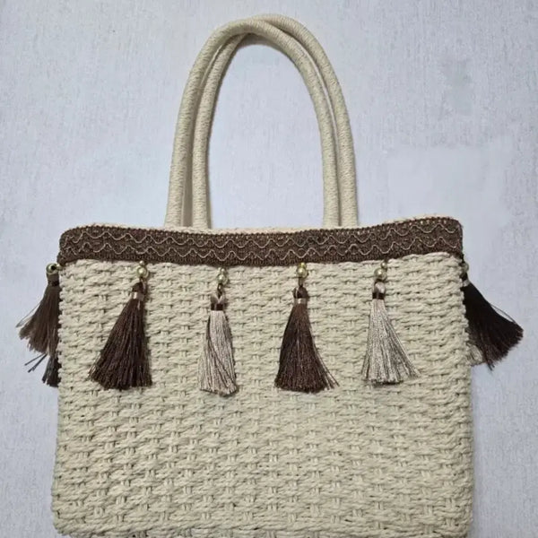 [BUNJANG] Rattan Tassel Tote Bag Shoulder Bag / 라탄 태슬 토트백 숄더백