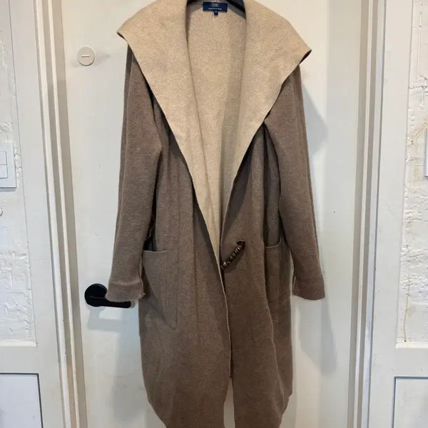 [BUNJANG] Gobi Cashmere 100% Reversible Hooded Knit Coat / 고비 캐시미어 리버시블 후드 니트 코트