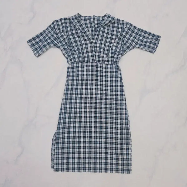 [BUNJANG] Women's Summer V-Neck Short Sleeve Long Dress (Size 44-55) / (거의새거) 여성 여름 브이넥 반팔 롱 원피스 (44-55)