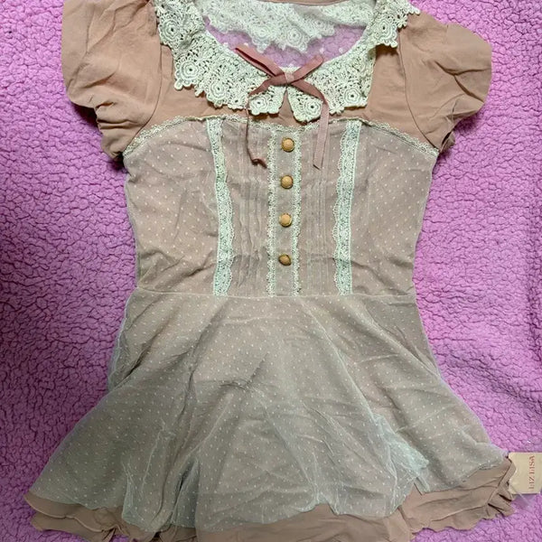 [BUNJANG] Liz Lisa Vintage Lace Ribbon Blouse / 리즈리사 고전 핀터깔 대대장 히메카지 라떼갸루 히메갸루 공겜여주깔  탑