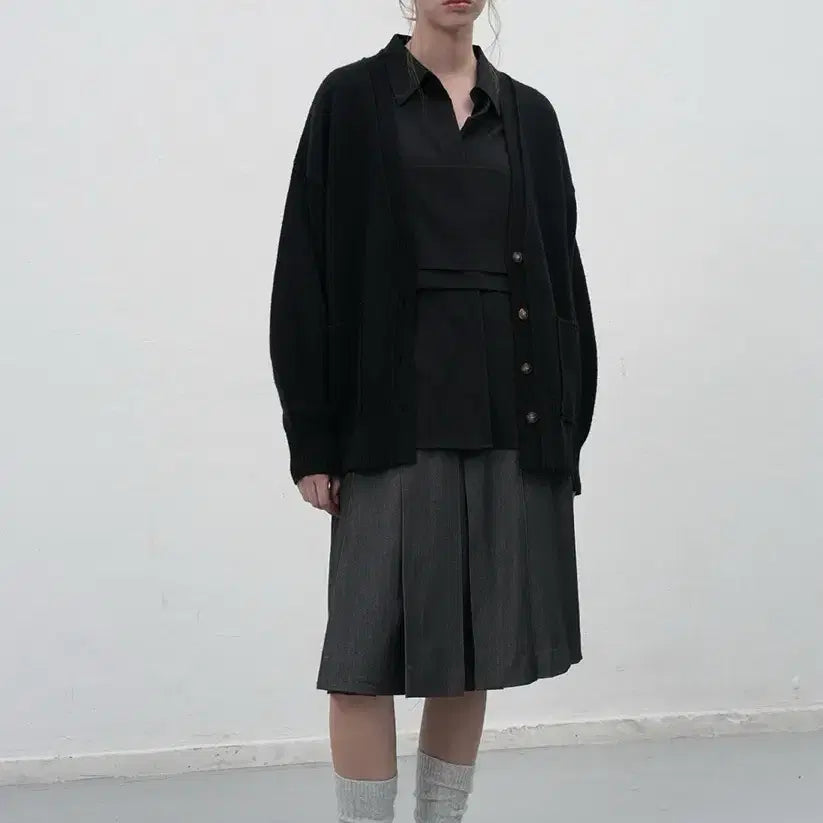[BUNJANG] General Idea WOMAN Wide Pleated Midi Skirt [CHARCOAL] / 제너럴아이디어 WOMAN 와이드 플리츠 미디 스커트 [CHARCOAL]