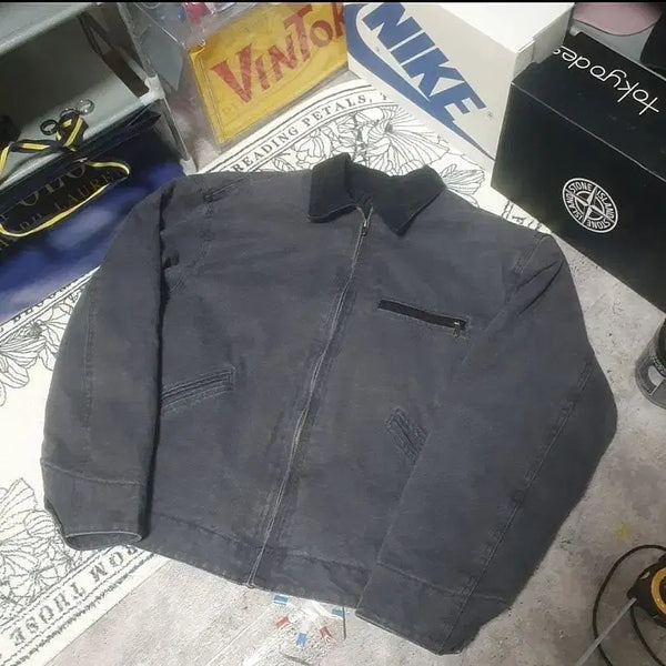 [BUNJANG] Carhartt-Inspired Washed Detroit Work Jacket Black / 칼하트 맛 디트로이트 워싱 워크 자켓 블랙