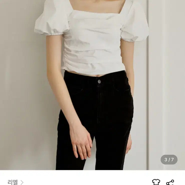 [BUNJANG] Riel Balloon Square Blouse - Pink / 리엘 벌룬스퀘어 핑크 블라우스
