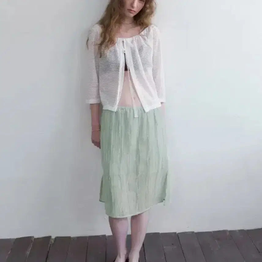 [BUNJANG] Mosupamosu Lace Midi Skirt Mint / (새상품/택o) 모슈파모슈 레이스 미디 스커트 민트
