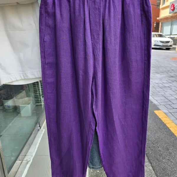 [BUNJANG] 100% Linen Baggy Pants (Purple) / 국산 마 100% 최고급 린넨배기바지 마바지