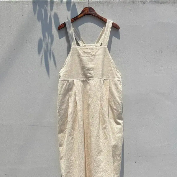 [BUNJANG] Samansa Mos2 Ivory Linen Cotton Overalls Dress / samansa mos2 아이보리 린넨 코튼 멜빵 오버롤 원피스 F JPN