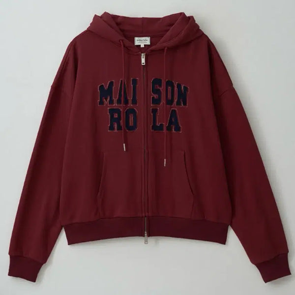[BUNJANG] Rollerama Burgundy Hoodie Zip-up / 로라로라 후드집업 버건디 새 상품