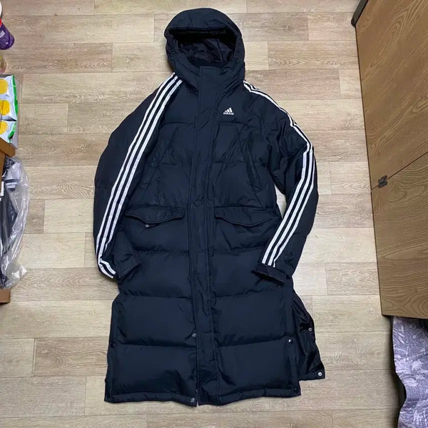 [BUNJANG] Adidas 3-Stripes Long Padding Black / 아디다스 삼선 롱패딩 블랙 교신