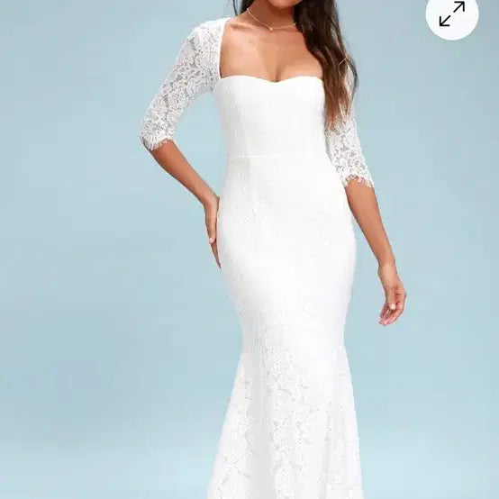 [BUNJANG] Lulus Belinda White Lace Maxi Dress / 룰루스 벨린다 화이트 레이스 맥시 드레스 셀프 웨딩