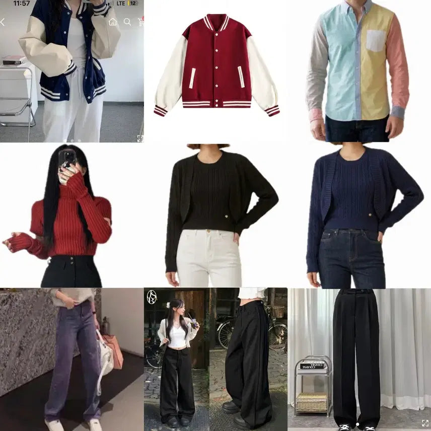 [BUNJANG] Women's Apparel Bundle: Varsity Jacket, Oxford Shirt, Knit Set, Bolero Cardigan, Denim Pants, Jogger Pants, Slacks / 에이블리 가디건 세트 키큰녀 와이드 팬츠 야구점퍼 셔츠 교신