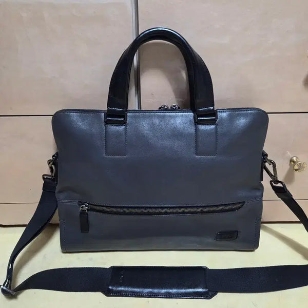 [BUNJANG] Tumi Harrison Taylor Portfolio Briefcase Leather Dark Grey / 투미 정품 해리슨 테일러 포트폴리오 브리프케이스 레더
