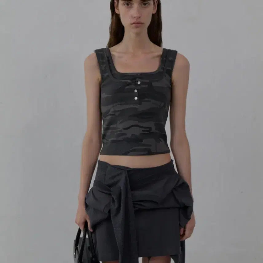 [BUNJANG] LCDC TM Double Layered Tank Top (Dark Grey Camo) / LCDC TM 더블 레이어드 탱크탑 카모(다크그레이)