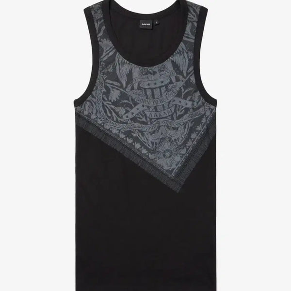 [BUNJANG] Arkham Scarf Printing Sleeveless Top (Black) / 아캄 스카프 프린팅 슬리브 나시 (블랙)