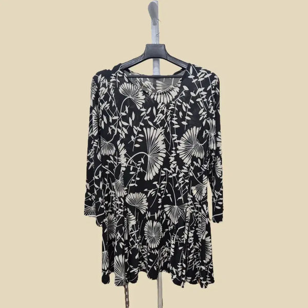 [BUNJANG] Women's Floral Long Sleeve T-Shirt / 여성 꽃무늬 긴팔 롱티셔츠