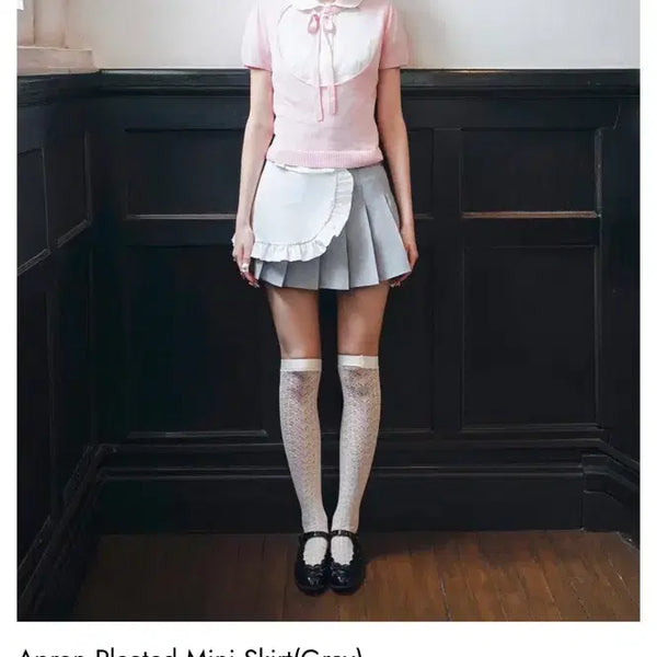 [BUNJANG] Pertey Apron Pleated Mini Skirt Grey M / 페르트 에이프런 플리츠 미니스커트 그레이 m