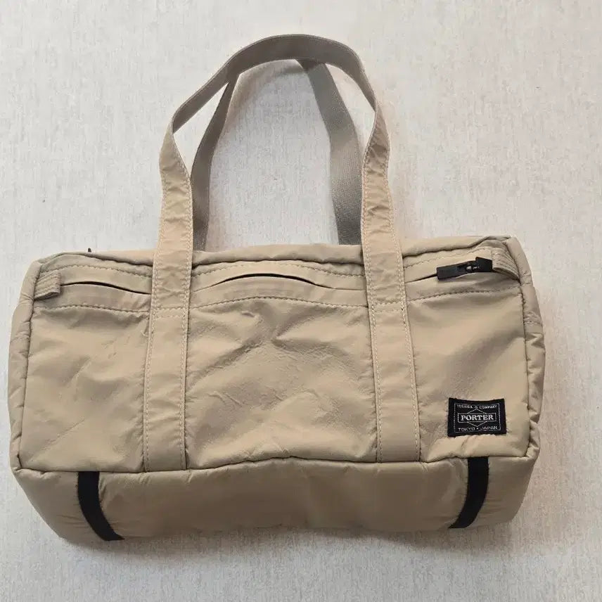 [BUNJANG] Porter Beige Mini Nylon Boston Bag Tote / 포터 베이지 미니 나일론 보스턴백  토트백