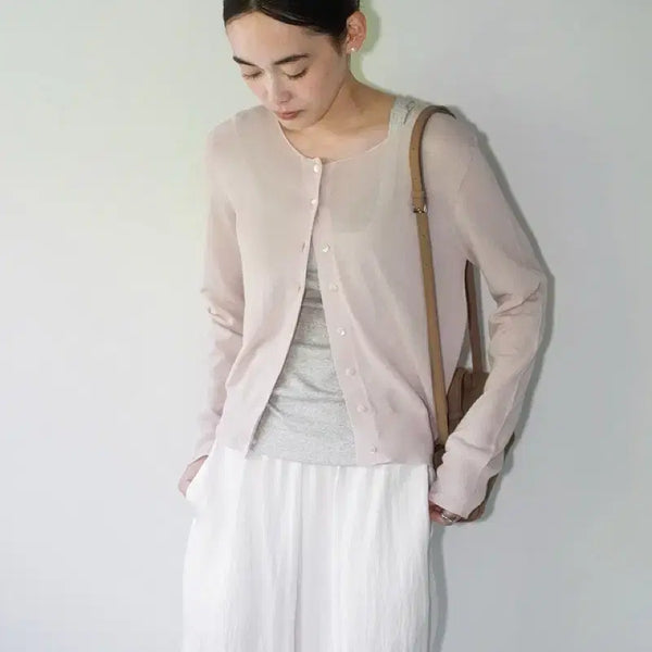 [BUNJANG] Umer Sandi Sheer Cardigan Soft Pink / umer 유메르 샌디아 시어가디건 소프트핑크 새상품