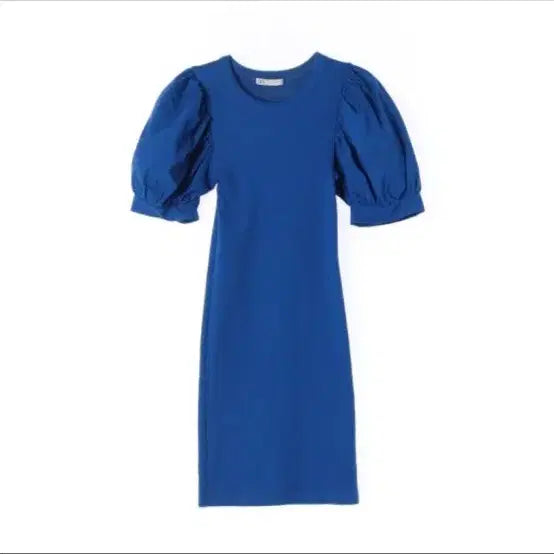 [BUNJANG] ZARA Blue Puff Sleeve Midi Dress / 자라 블루 퍼프 소매 원피스