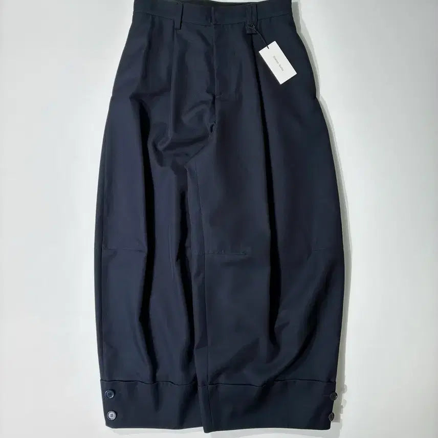 [BUNJANG] Simone Rocha Navy Wool Blend Wide Leg Cuffed Trousers / SIMONE ROCHA 시몬 로샤 와이드 레그 커프 트라우저 네이비