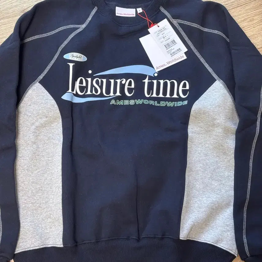 [BUNJANG] AMESS Worldwide Logo Sweatshirt Navy (Size S) / 아메스 월드와이드 맨투맨