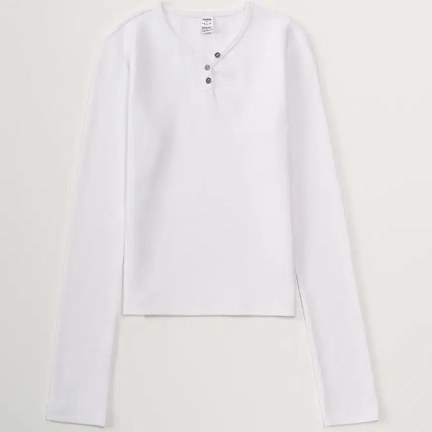 [BUNJANG] TOPI Women Round Neck Button T-Shirt S / 토피 우먼 라운드 넥 버튼 티셔츠 S