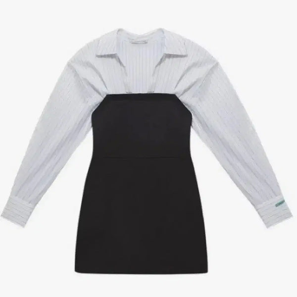 [BUNJANG] Instant Funk Mix Shirt Mini Dress / 인스턴트펑크 셔츠 믹스 미니 원피스