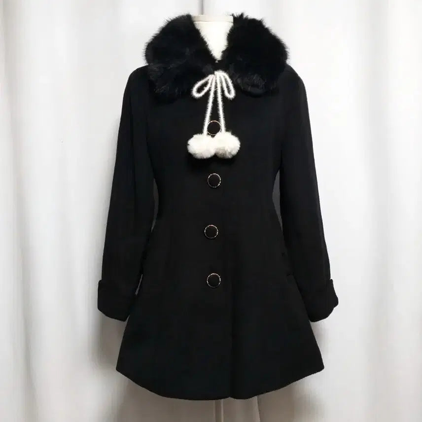 [BUNJANG] Vintage Ribbon Detailed Coat / 빈티지 리본 퍼카라 원피스 코트 양산형지뢰계 로리타