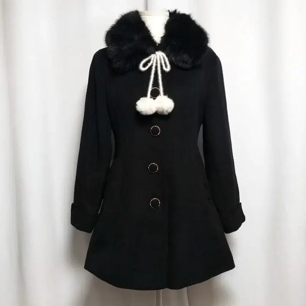 [BUNJANG] Vintage Ribbon Detailed Coat / 빈티지 리본 퍼카라 원피스 코트 양산형지뢰계 로리타