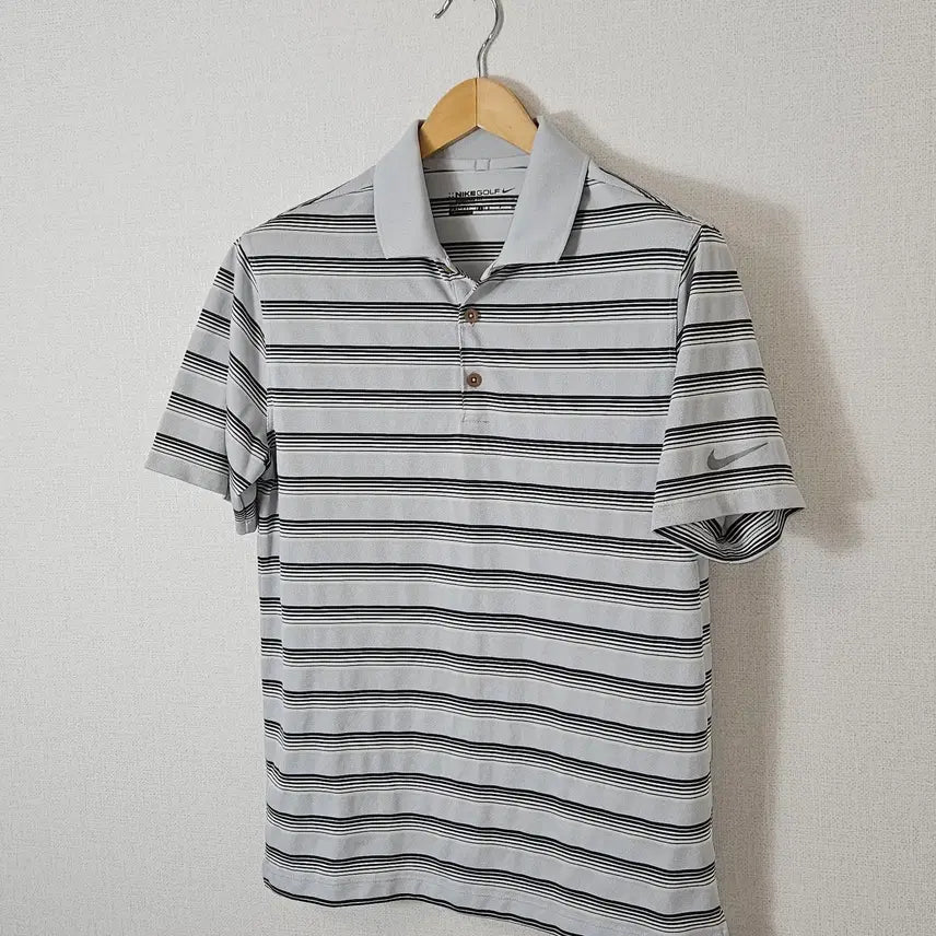 [BUNJANG] Nike Golf Dri-FIT Short Sleeve Polo Shirt Stripe Swoosh Size S (95) / 나이키 골프 드라이핏 반팔 카라티 피케티 폴로 스트라이프 스우시 95