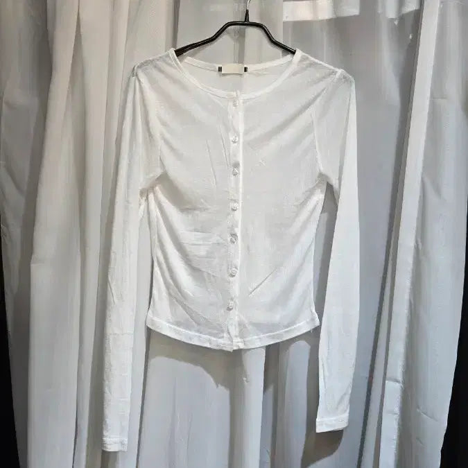 [BUNJANG] White Long Sleeve Cardigan / 얇은 화이트 긴팔 가디건