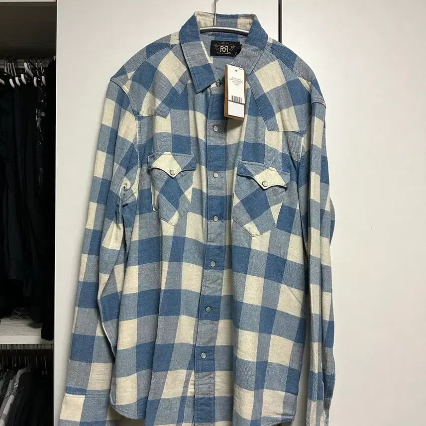 [BUNJANG] RRL Buffalo Check Shirt Blue L / 더블알엘 버팔로 체크셔츠 블루 L
