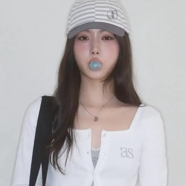 [BUNJANG] AZON Stripe Ball Cap Grey (Sealed) / 애즈온 모자 DUO STRIPE BALL CAP / GRAY