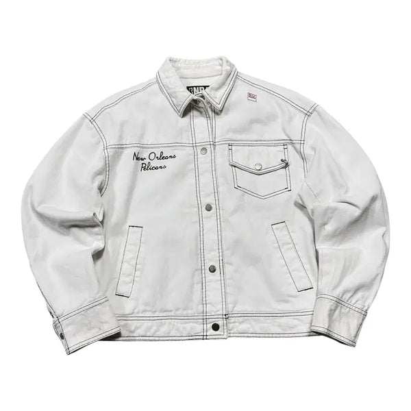 [BUNJANG] NBA White Stitch Trucker Denim Jacket / (바배) NBA 화이트 스티치 트러커 데님 자켓