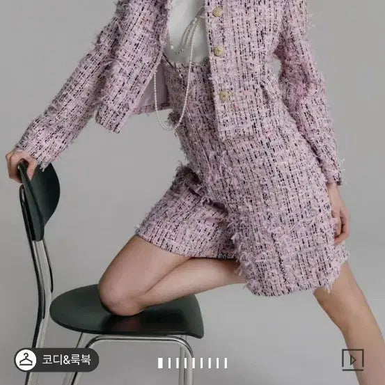 [BUNJANG] OBZEE Tweed Crop Setup Jacket Lavender / OBZEE 트위드 크롭 셋업 자켓 라벤더