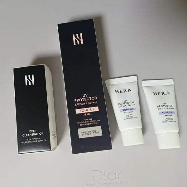 [BUNJANG] Hera UV Protector Tone-Up Peach & Lavender Set / 미개봉 새상품 /헤라 UV 프로텍터 톤업 피치 선크림