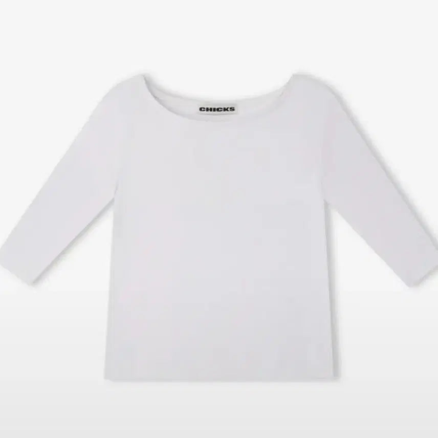 [BUNJANG] Chics Boatneck 7-Sleeve T-Shirt White / 칙스 소프트 보트넥 슬리브 티셔츠 7부 화이트