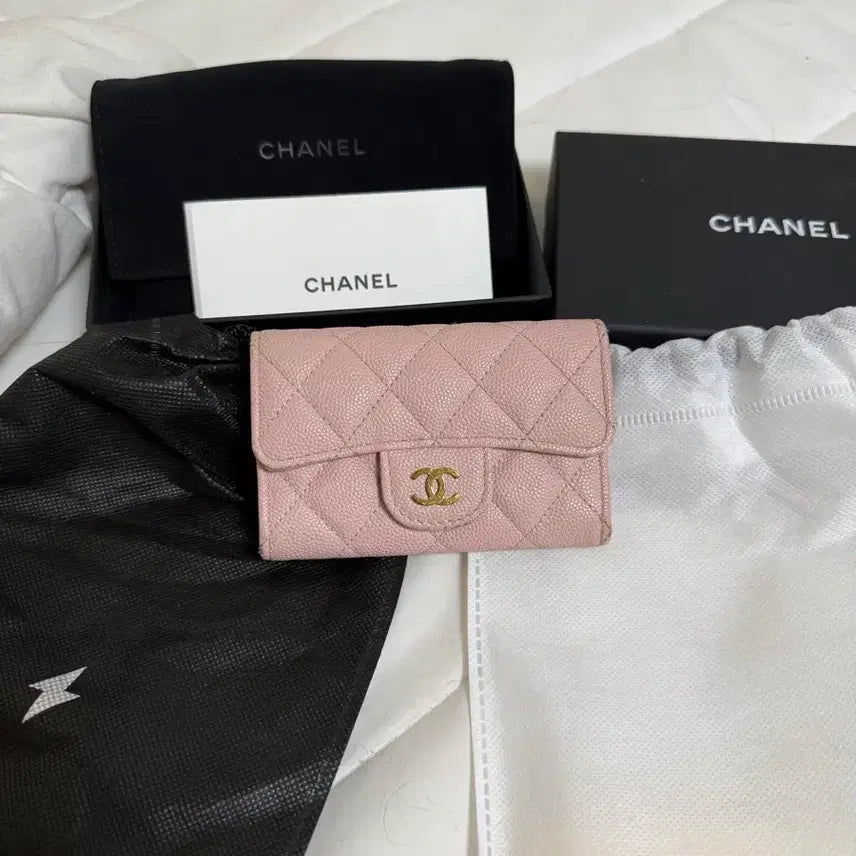 [BUNJANG] Chanel Classic Card Holder Pink / 샤넬 클래식 카드 지갑 핑크 똑딱이