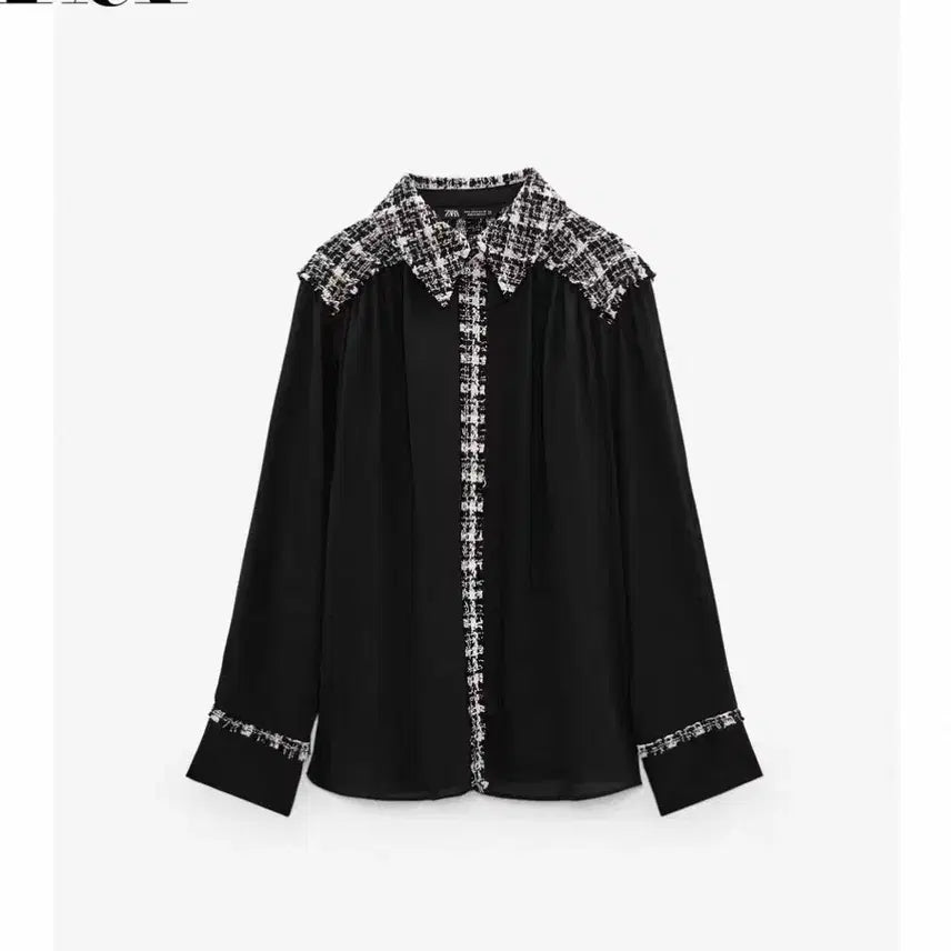 [BUNJANG] ZARA Tweed Colorblock Blouse / 자라 트위드배색 블라우스