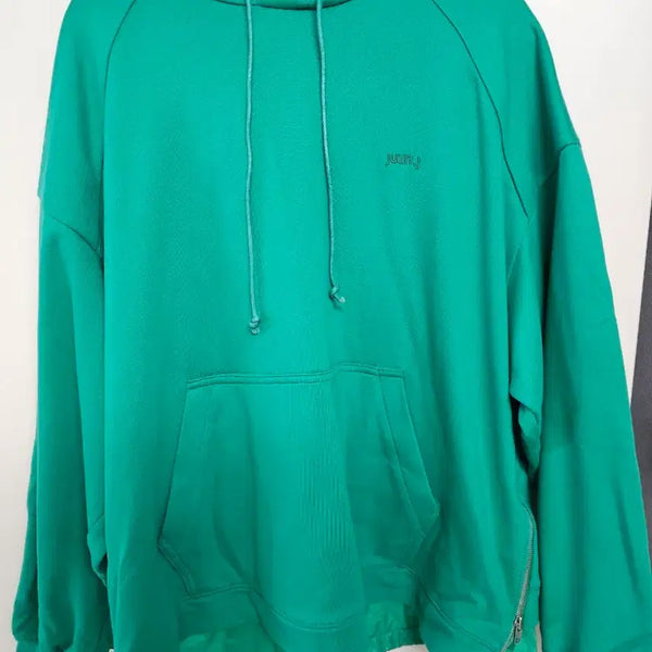 [BUNJANG] Juun.J Layered Apple Green Oversized Hoodie M (105) / 준지 레이어드 애플 그린 후드티 오버  m(105)