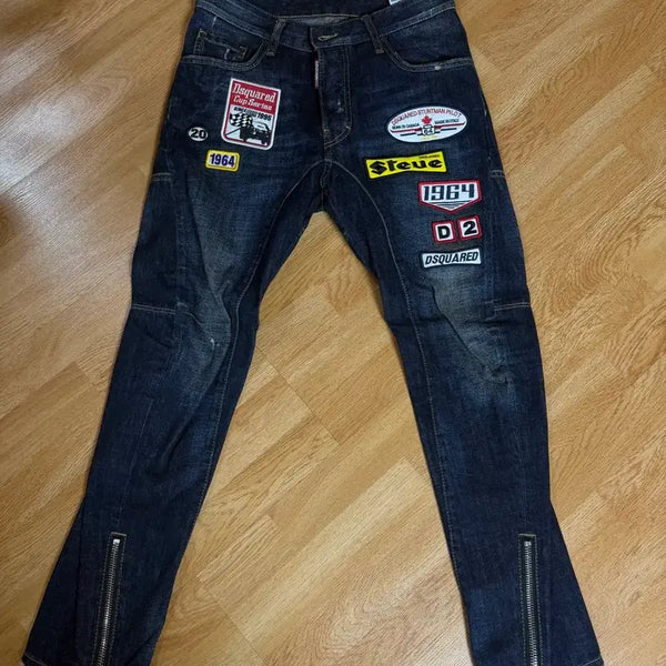 [BUNJANG] DSQUARED2 Patch Denim Biker Jeans Size 44 / 디스퀘어드2 패치 데님 바이커진 44사이즈